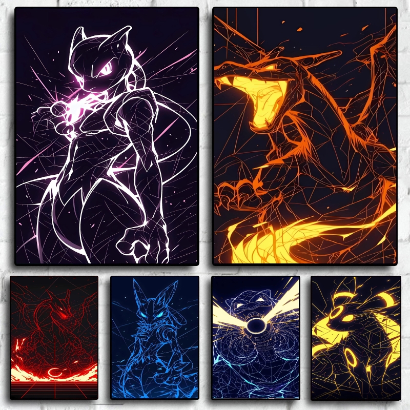 Home Cinema Classic - Canvas Wall Art Pokemon Charizard Mewtwo