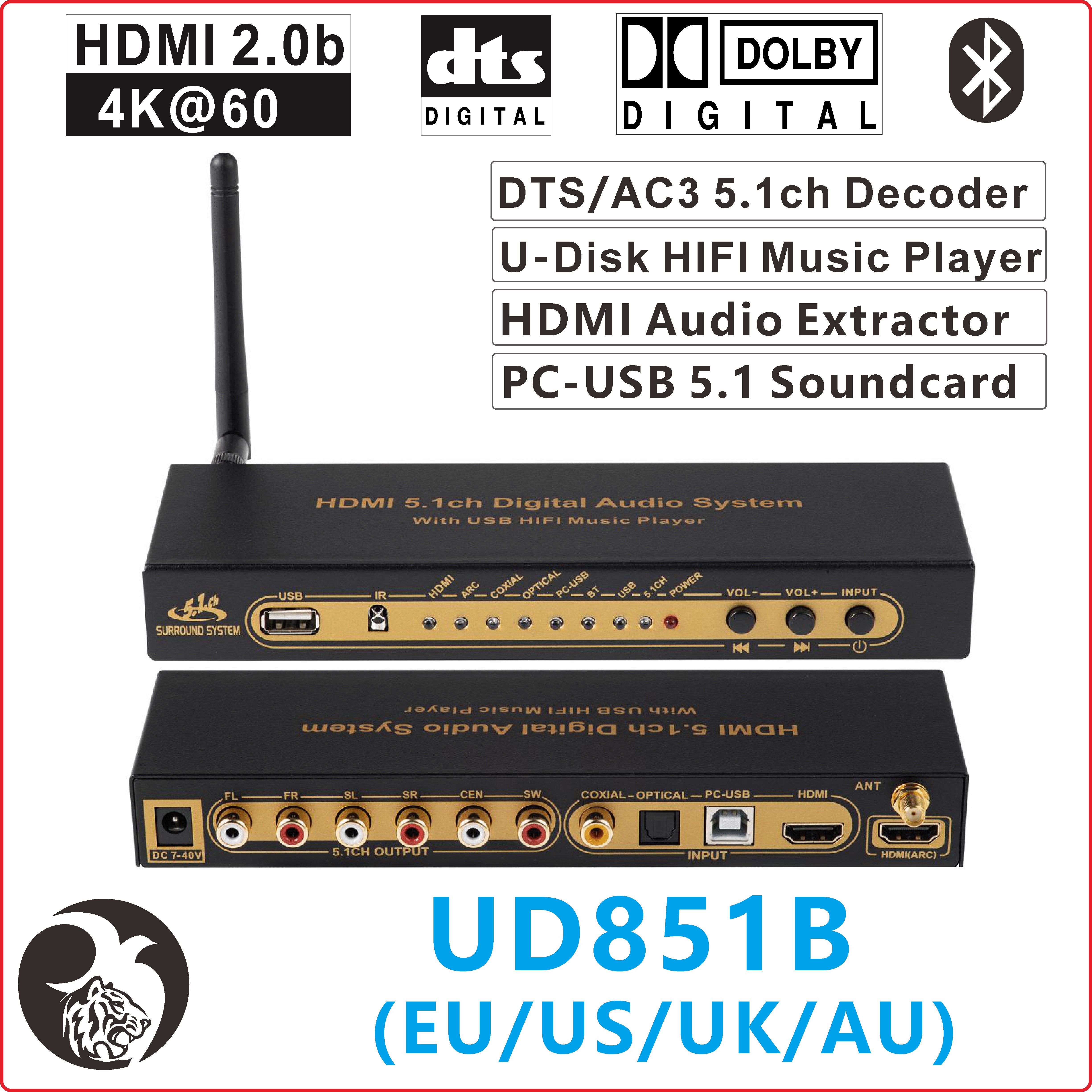 Surround Sound Decoder - dts ac3 5.1 Audio Decoder converter