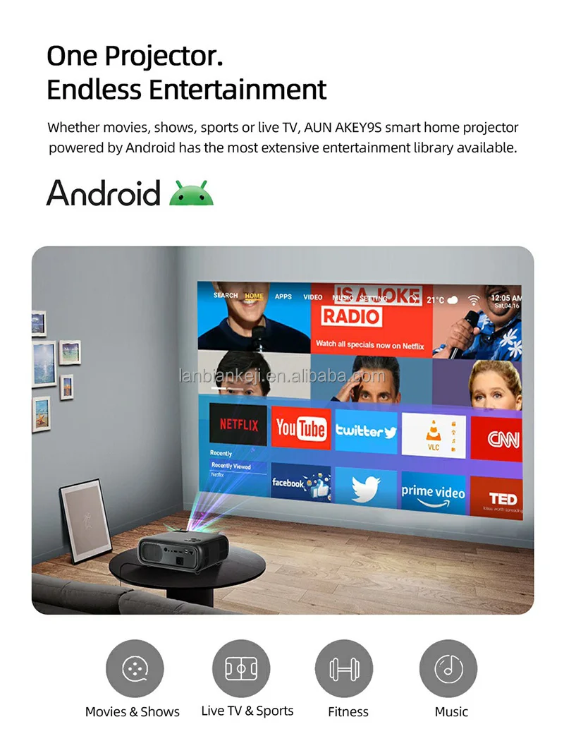 Full HD Android Projector AUN  - Home Cinema Theater incelemesi ve fiyatı