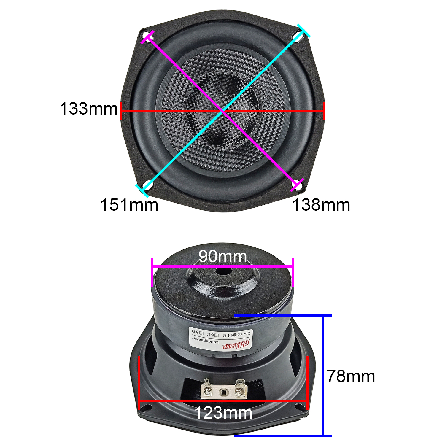 1pc GHXAMP 5.25 Inch 133mm Squ - Home Cinema Subwoofer incelemesi ve fiyatı
